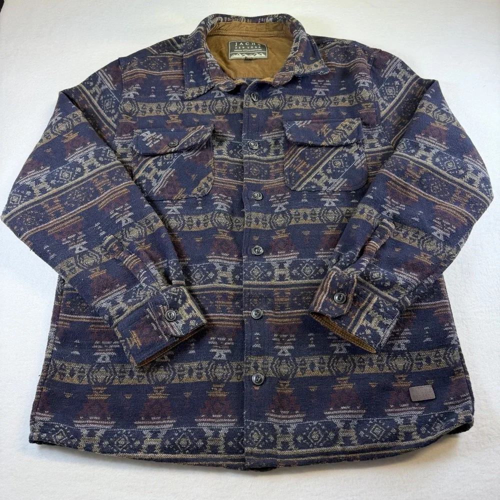 Aztec Jacket Mens Extra Large Wool Shacket Jachs New York Coat Shirt Western XL